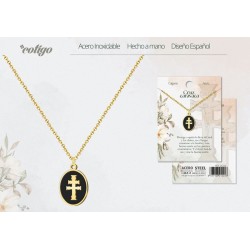 Colgante Cruz Caravaca Labrada en Acero Dorado - Coleccion Provincias (Murcia)